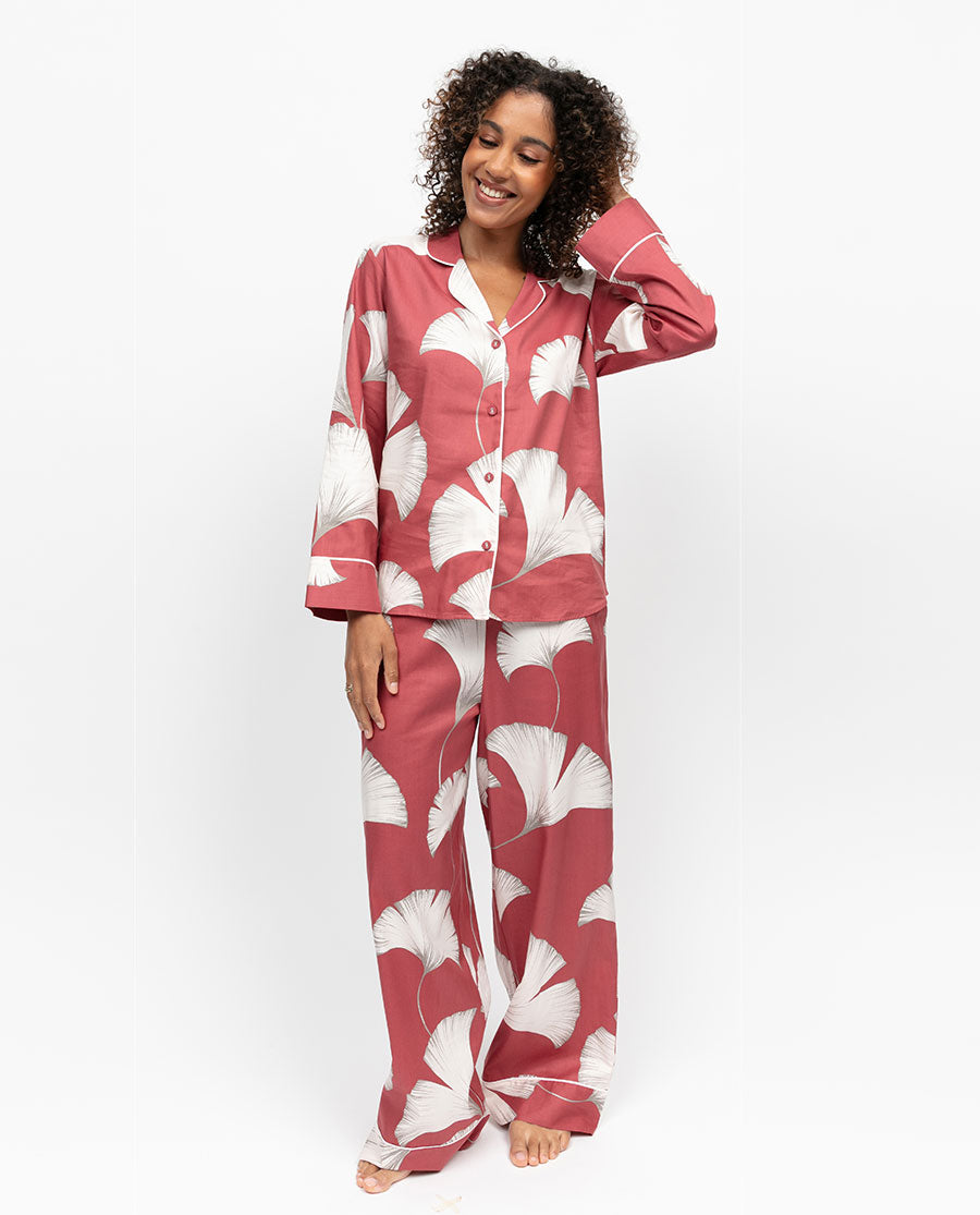 Josie Women Leaf Print Wide Leg Pyjama Set