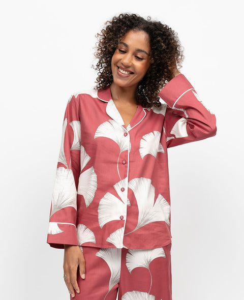 Josie Womens Leaf Print Pyjama Top