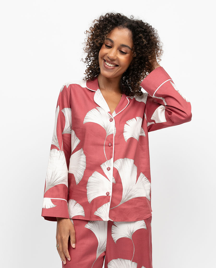 Josie Womens Leaf Print Pyjama Top