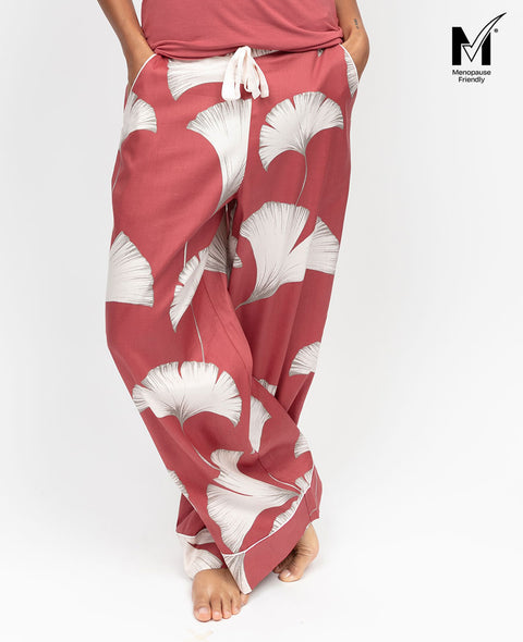Josie Womens Leaf Print Wide Leg Pyjama Bottoms
