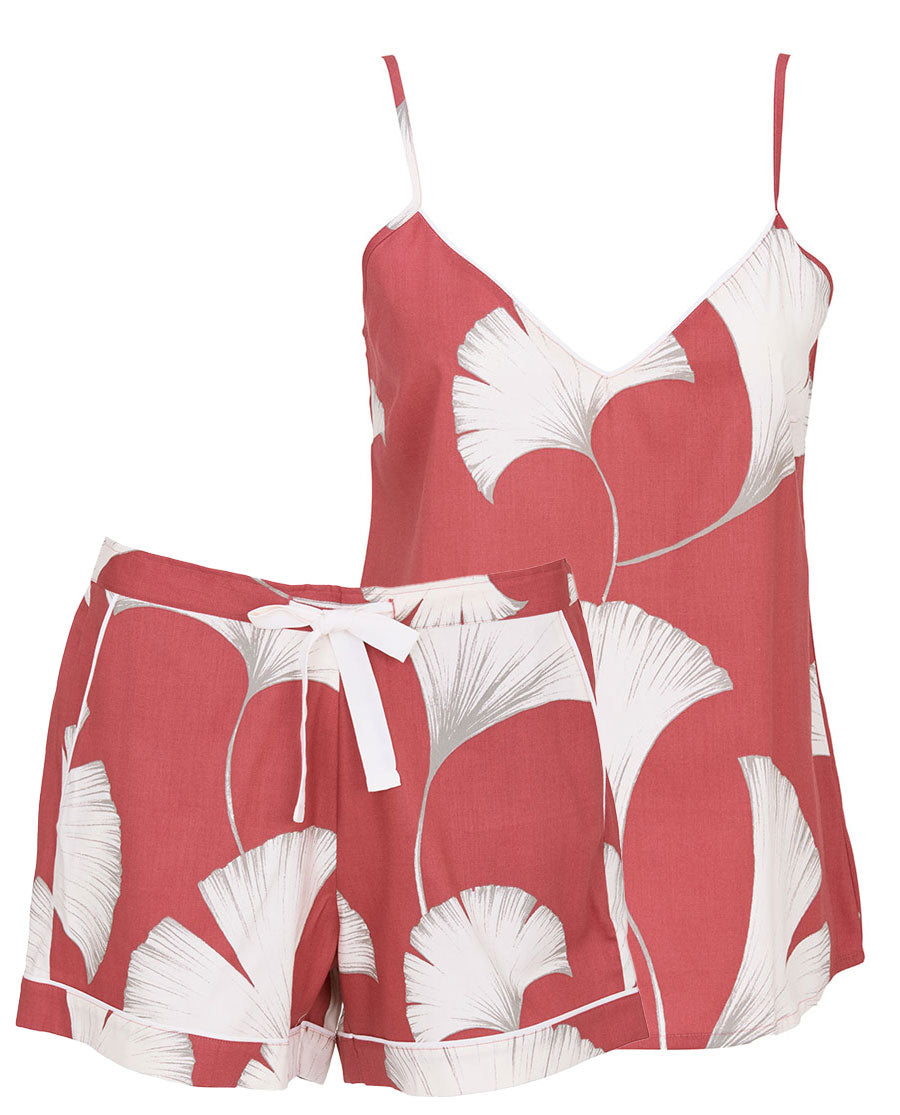 Josie Womens white Leaf Print Cami and Shorts Set