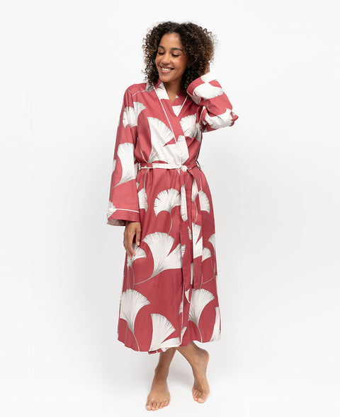 Josie Womens Leaf Print Long Dressing Gown