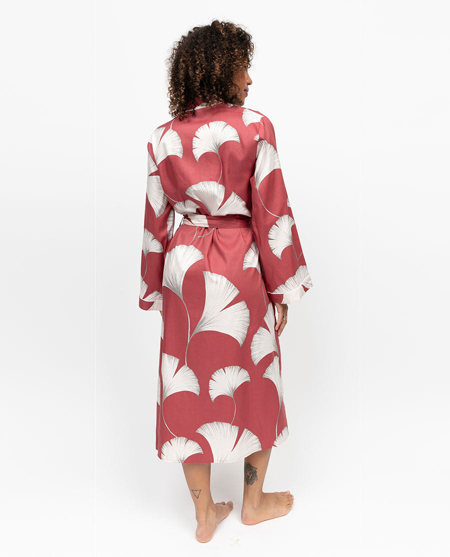 Josie Womens Leaf Print Long Dressing Gown