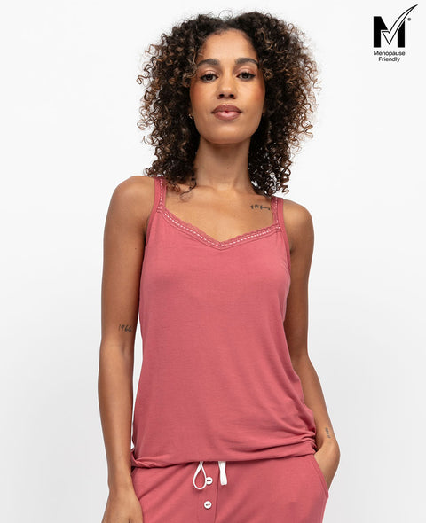 Josie Womens Lace Trim Jersey Hidden Support Vest