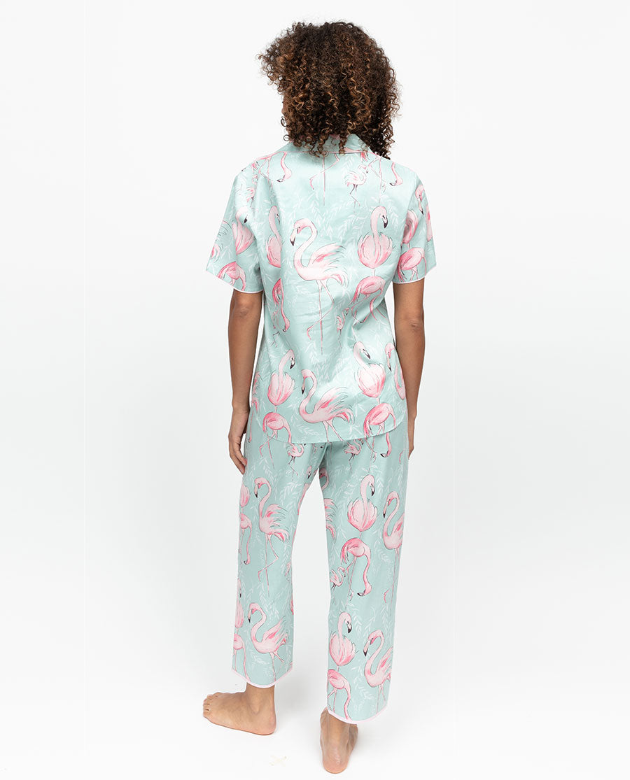 Francesca Womens Flamingo Print Cropped Pyjama Set