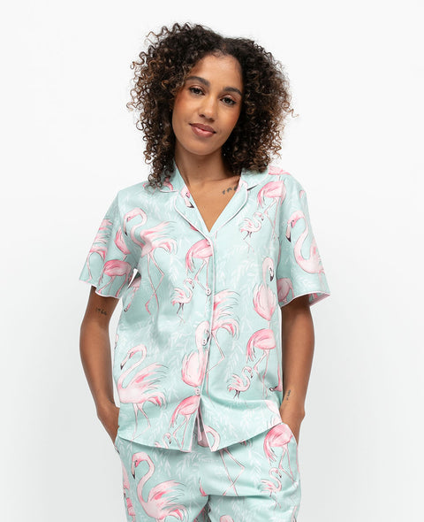 Francesca Womens Flamingo Print Pyjama Top