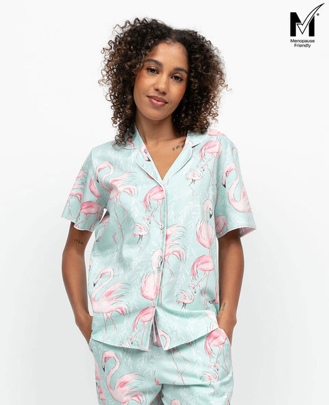 Francesca Womens Flamingo Print Pyjama Top