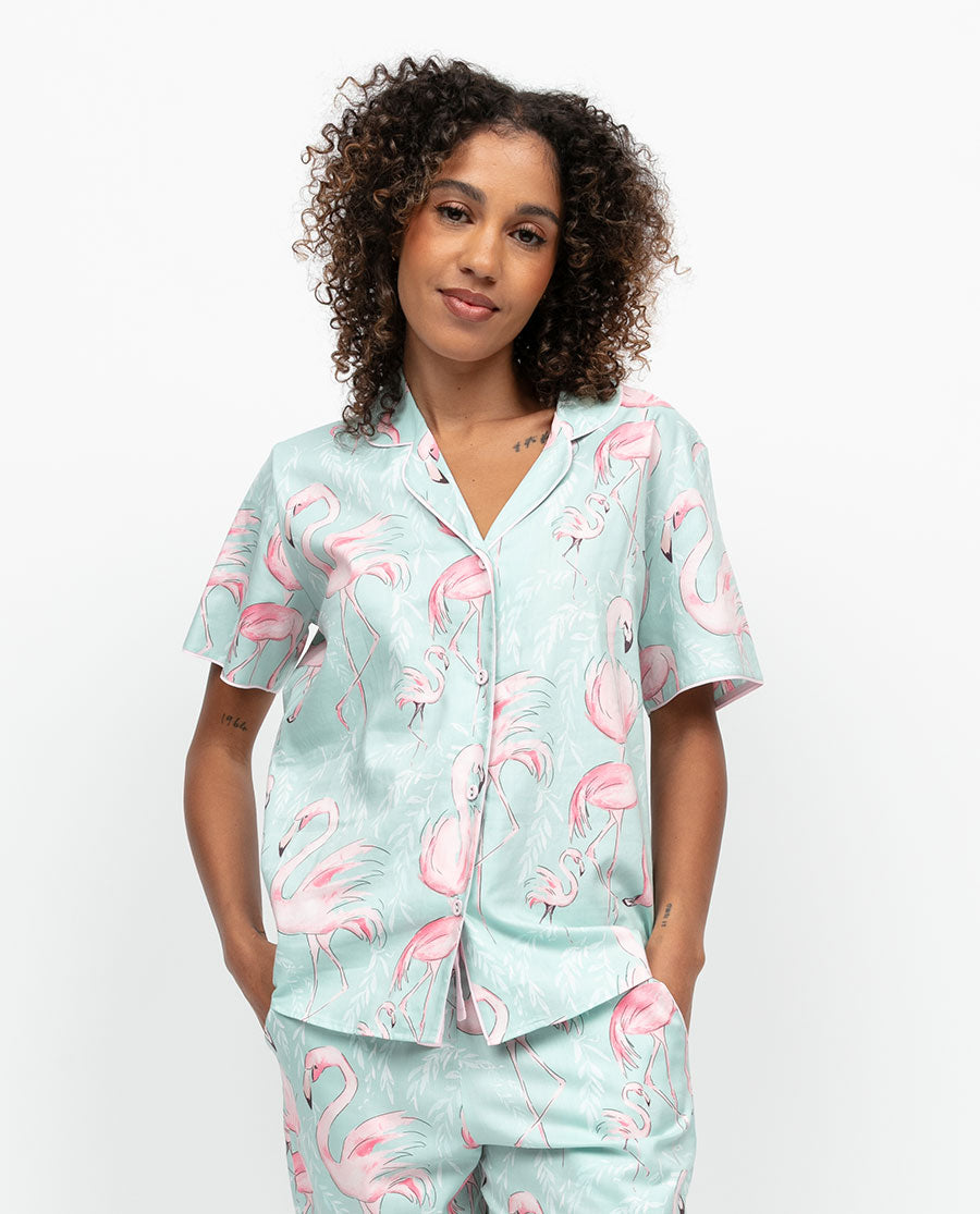 Francesca Womens Flamingo Print Pyjama Top