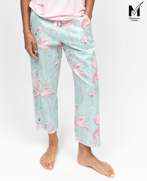 Francesca Womens Flamingo Print Cropped Pyjama Bottoms
