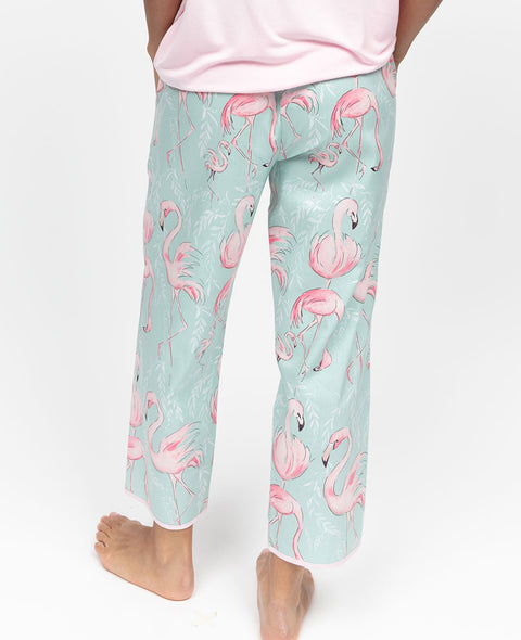 Francesca Womens Flamingo Print Cropped Pyjama Bottoms