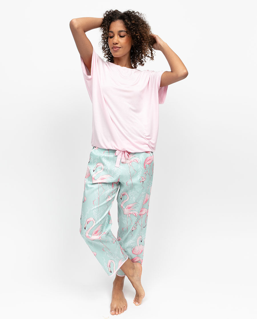 Francesca Womens Flamingo Print Cropped Pyjama Bottoms