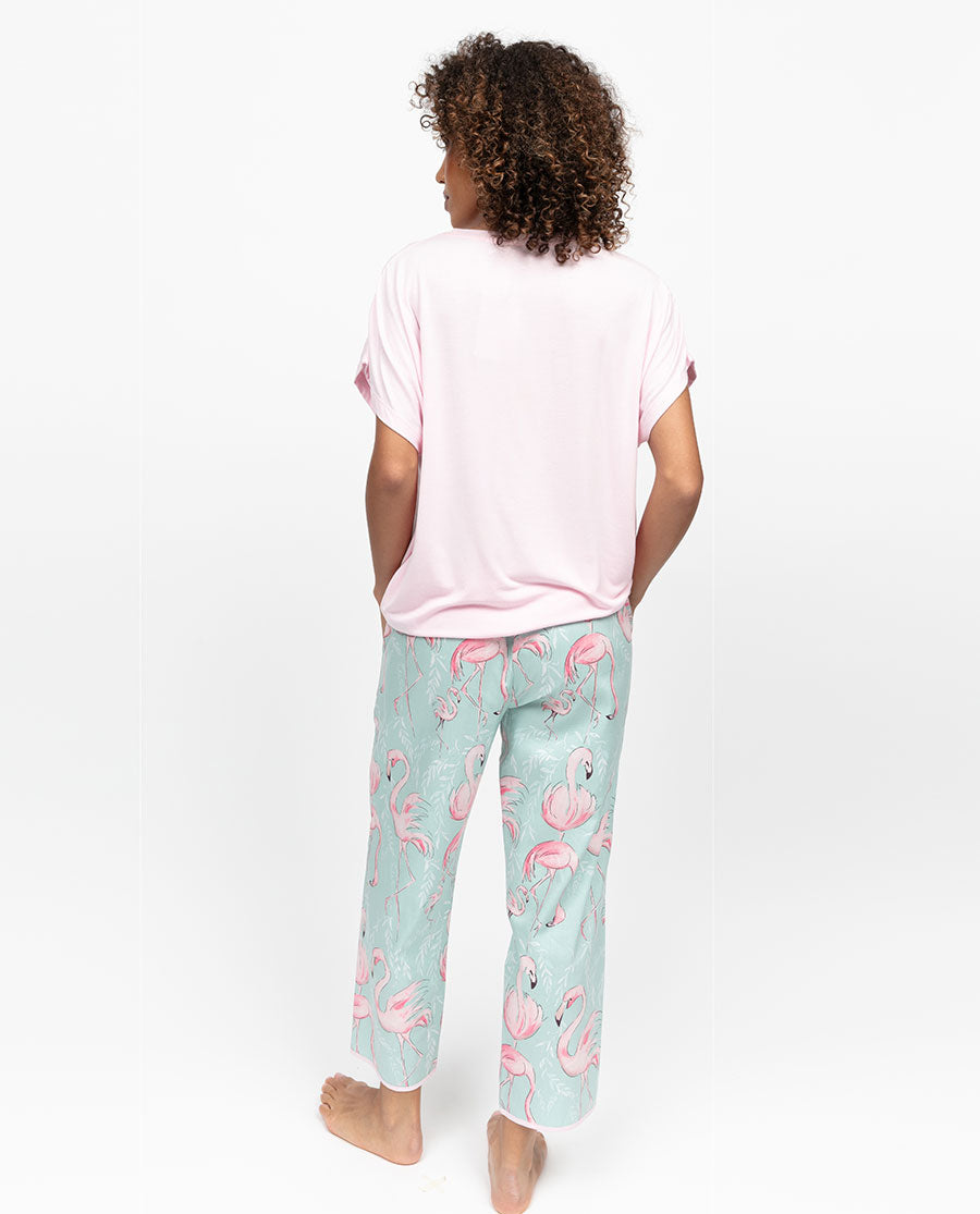 Francesca Womens Flamingo Print Cropped Pyjama Bottoms
