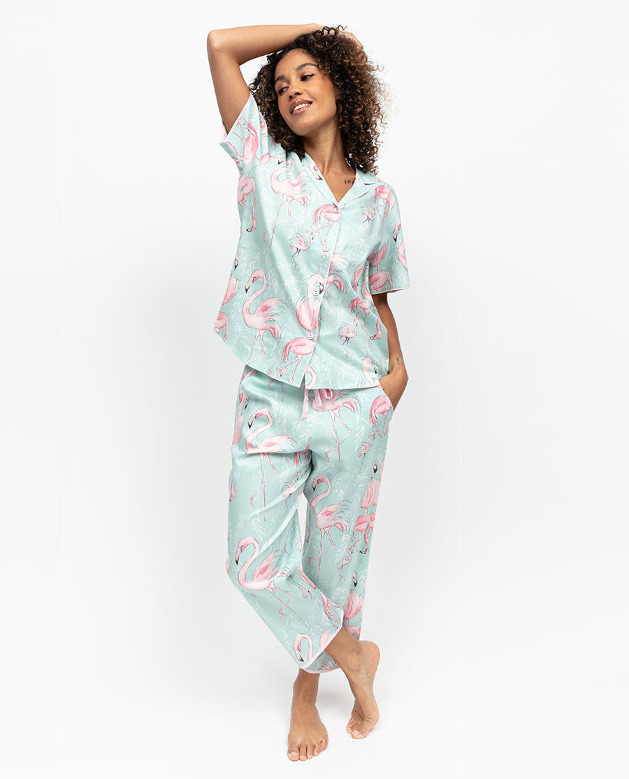 Francesca Womens Flamingo Print Cropped Pyjama Bottoms