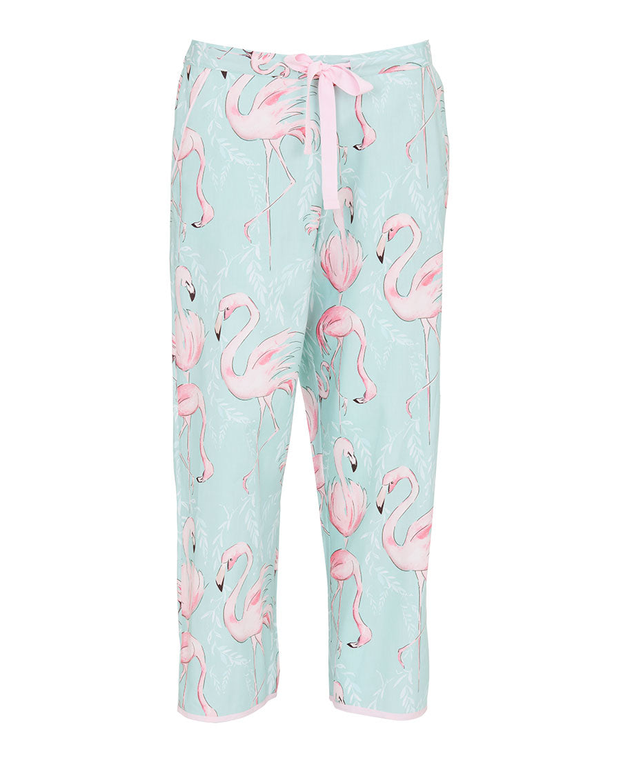 Francesca Womens Flamingo Print Cropped Pyjama Bottoms
