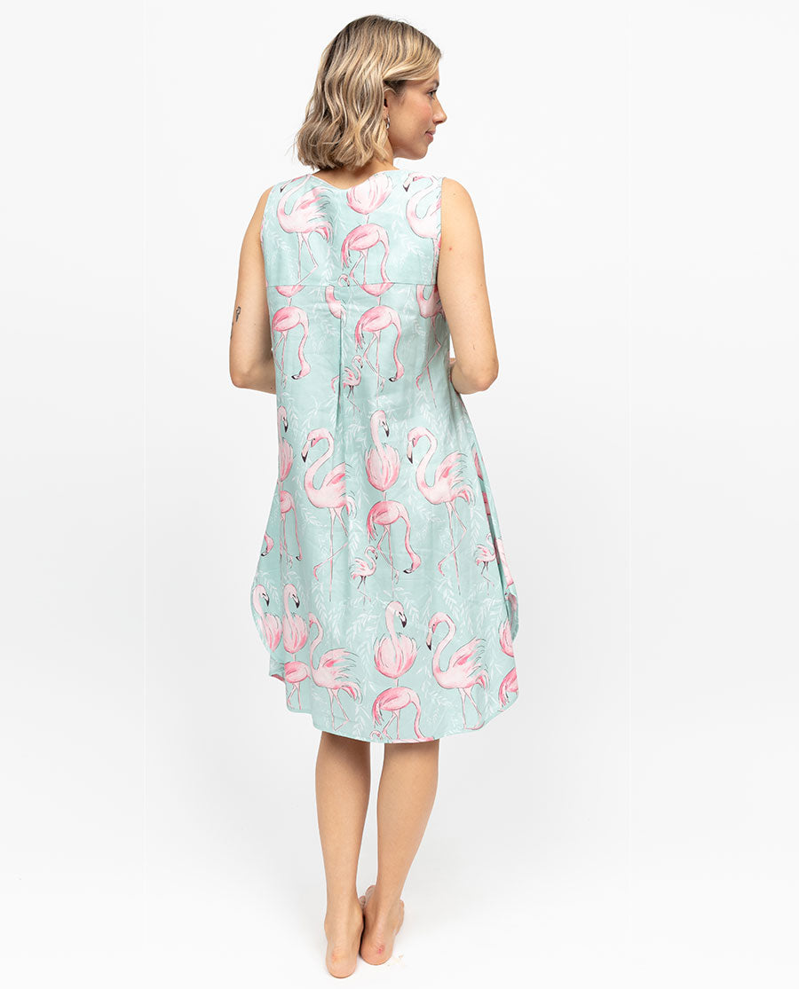 Francesca Womens Flamingo Print Short Nightdress