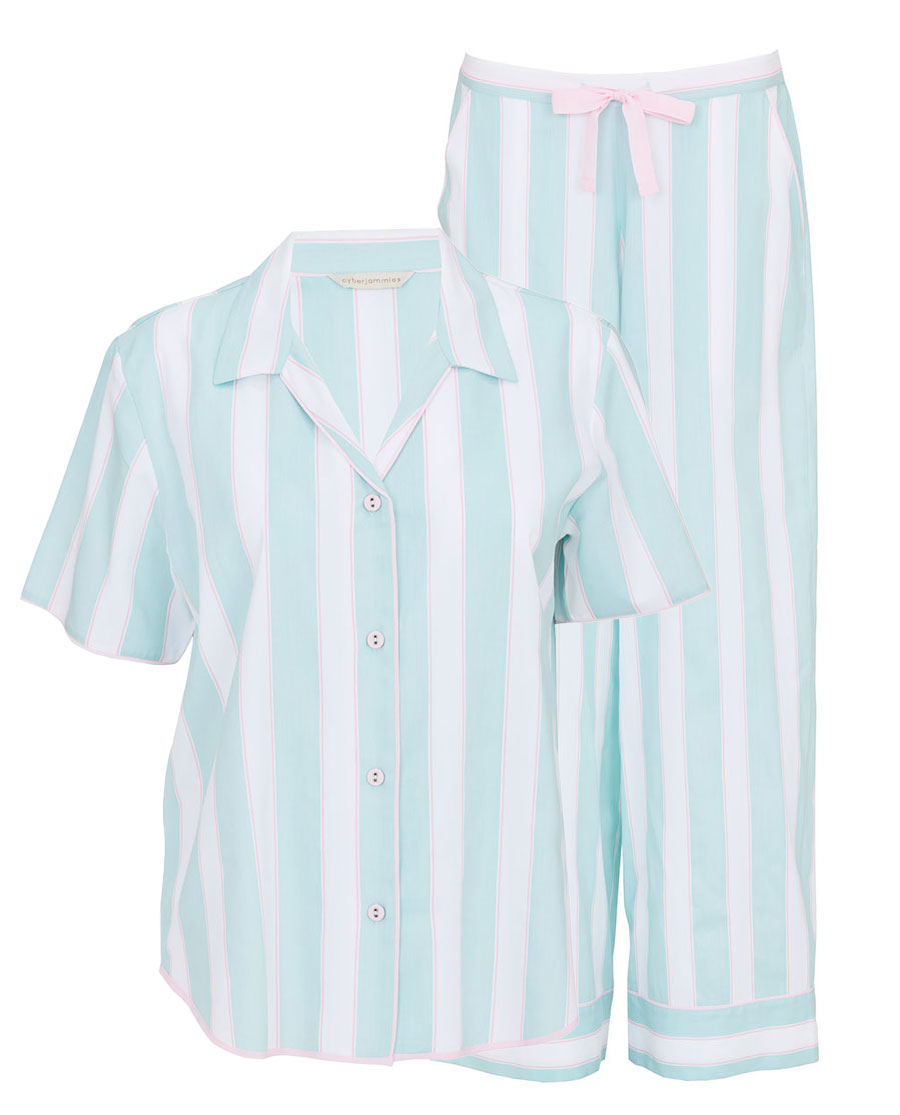 Francesca Womens Printed Stripe Wide Leg Pyjama Set