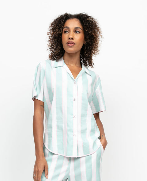 Francesca Womens Printed Stripe Pyjama Top