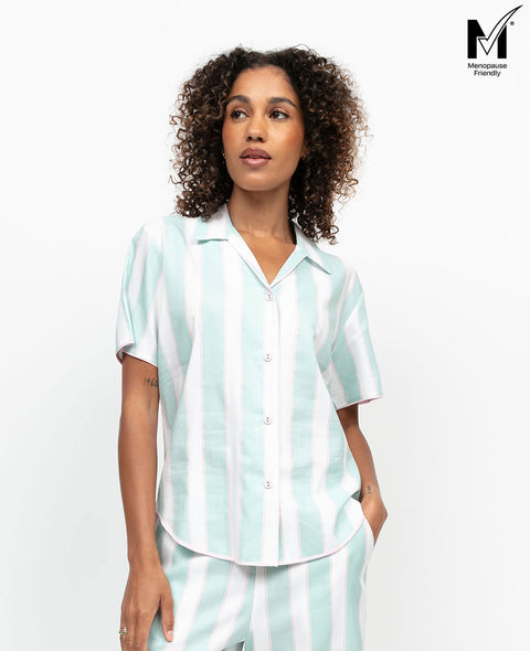 Francesca Womens Printed Stripe Pyjama Top