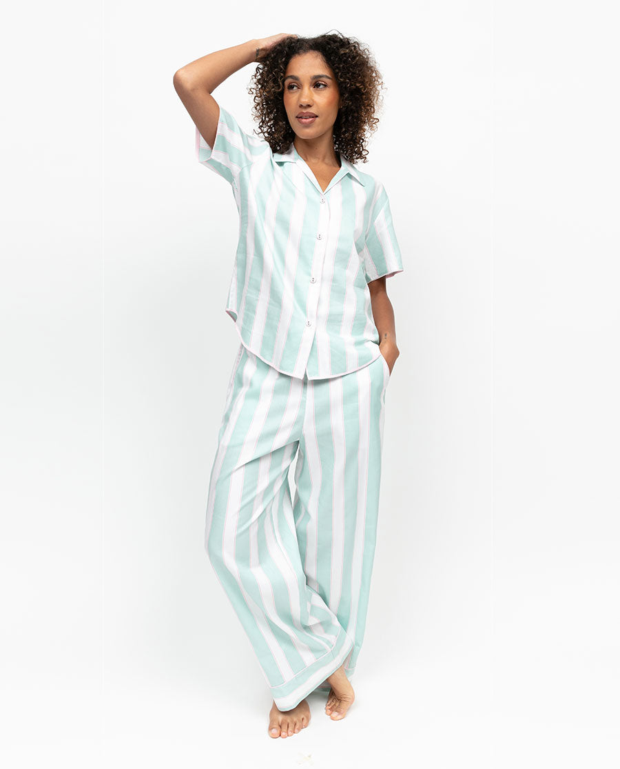 Francesca Womens Printed Stripe Pyjama Top