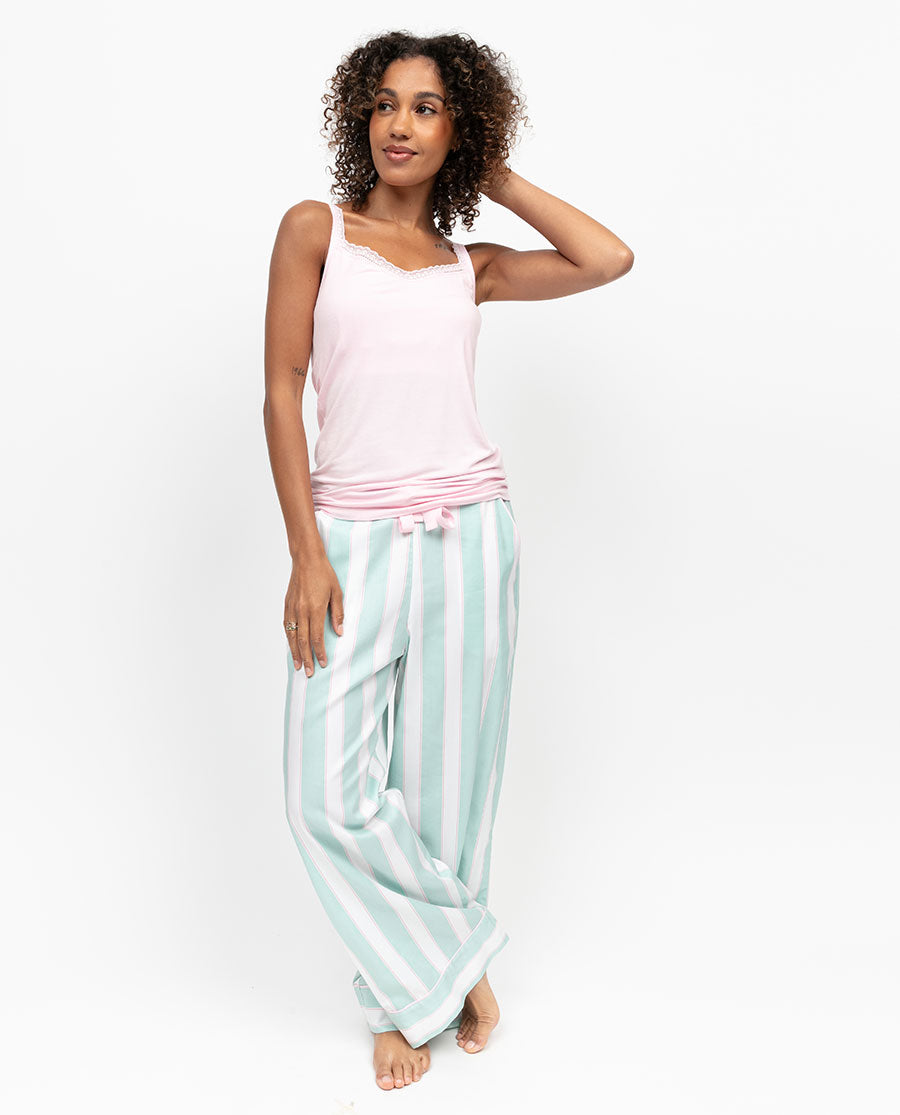 Francesca Womens Printed Stripe Wide Leg Pyjama Bottoms