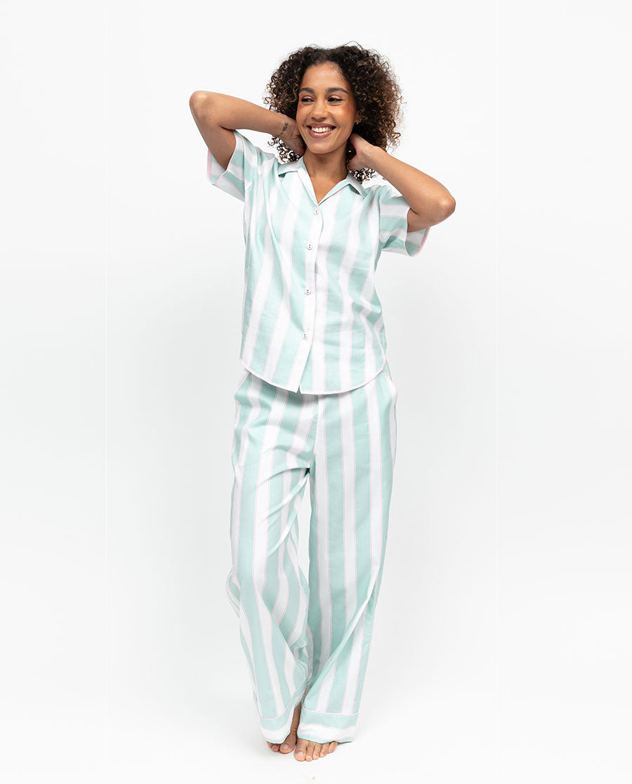 Francesca Womens Printed Stripe Wide Leg Pyjama Bottoms