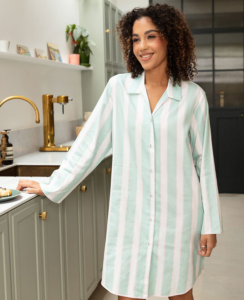 Francesca Womens Printed Stripe Nightshirt