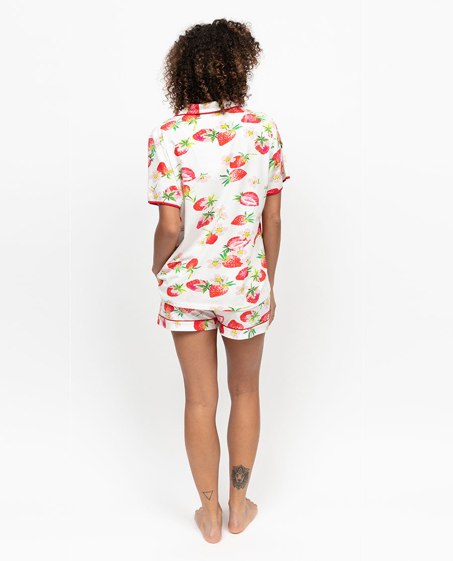 Pippa Womens Strawberry Printed Jersey Pyjama Top