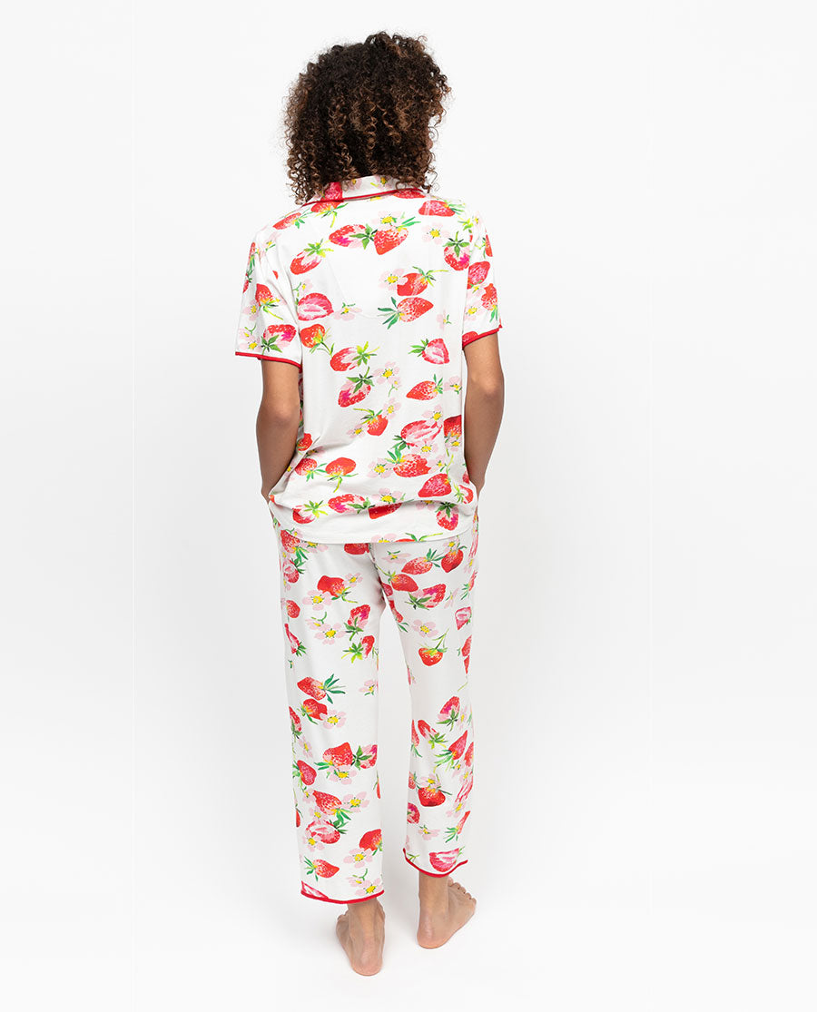 Pippa Womens Strawberry Printed Jersey Pyjama Top
