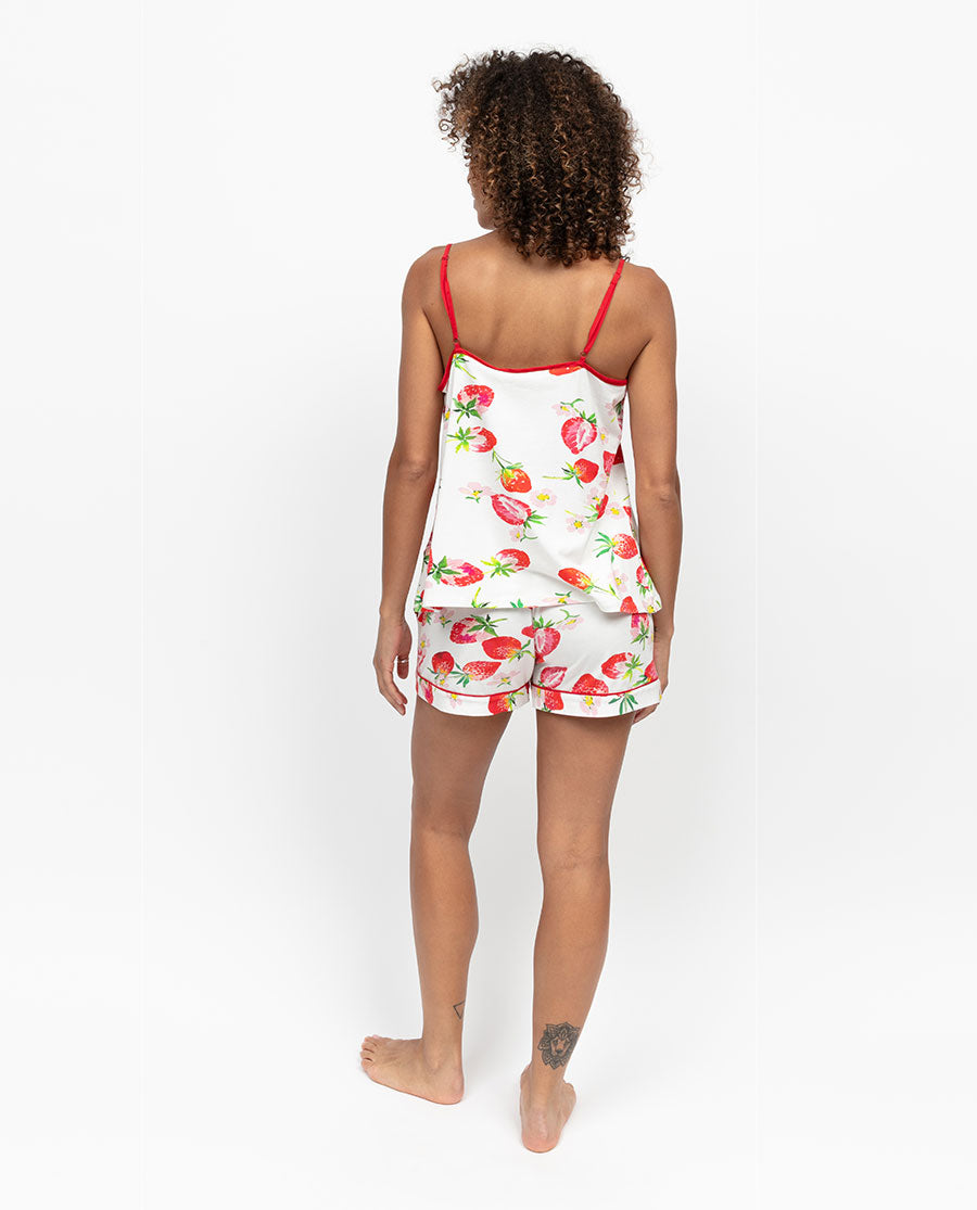 Pippa Womens Strawberry Printed Jersey Cami and Shorts Set