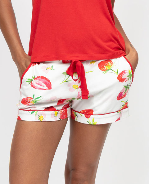 Pippa Womens Strawberry Printed Jersey Shorts