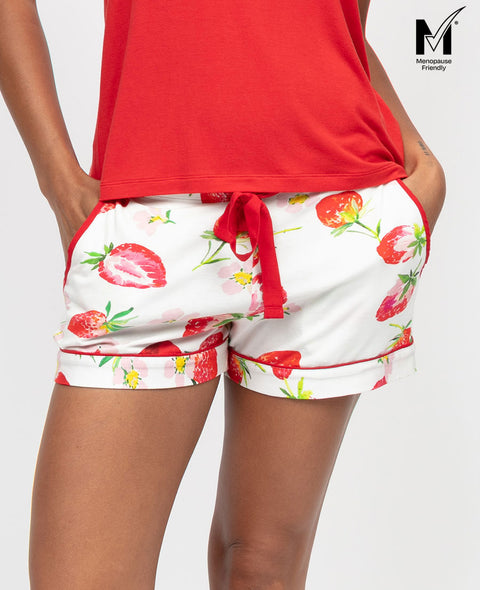 Pippa Womens Strawberry Printed Jersey Shorts