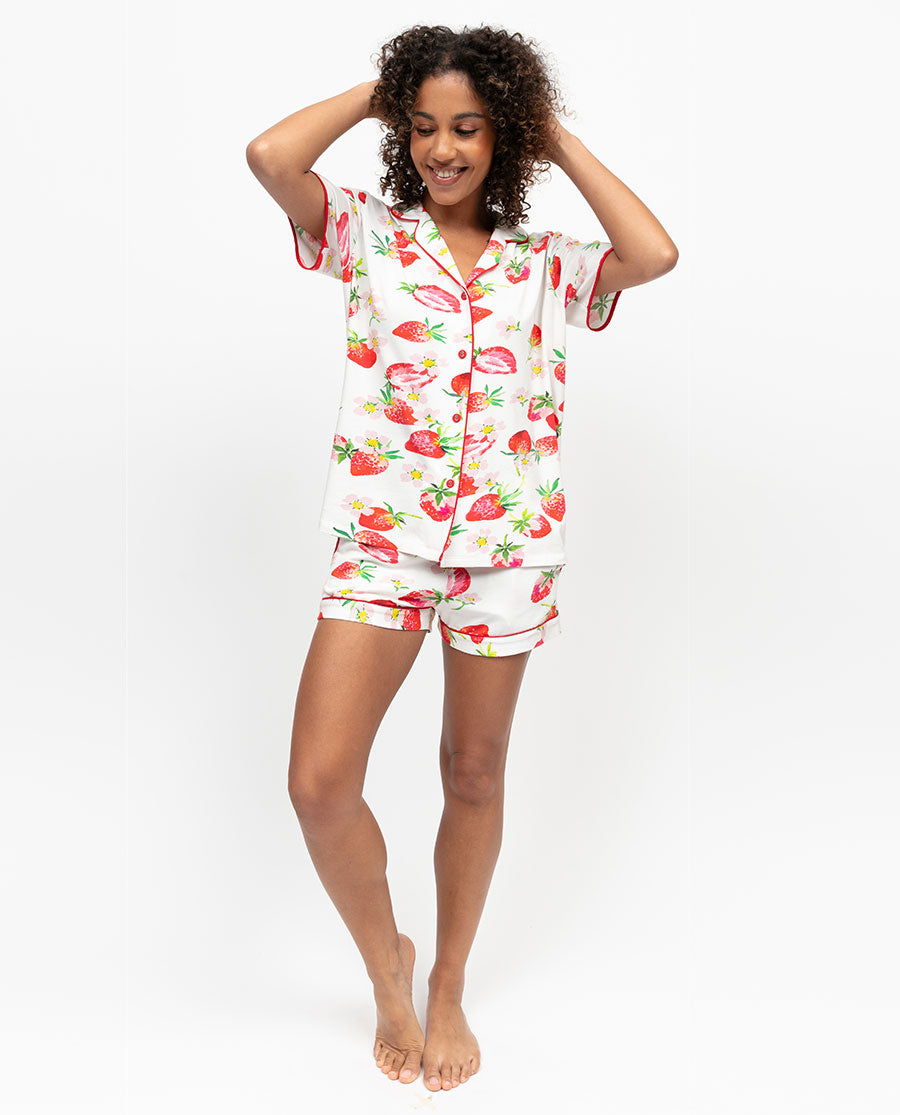 Pippa Womens Strawberry Printed Jersey Shorts