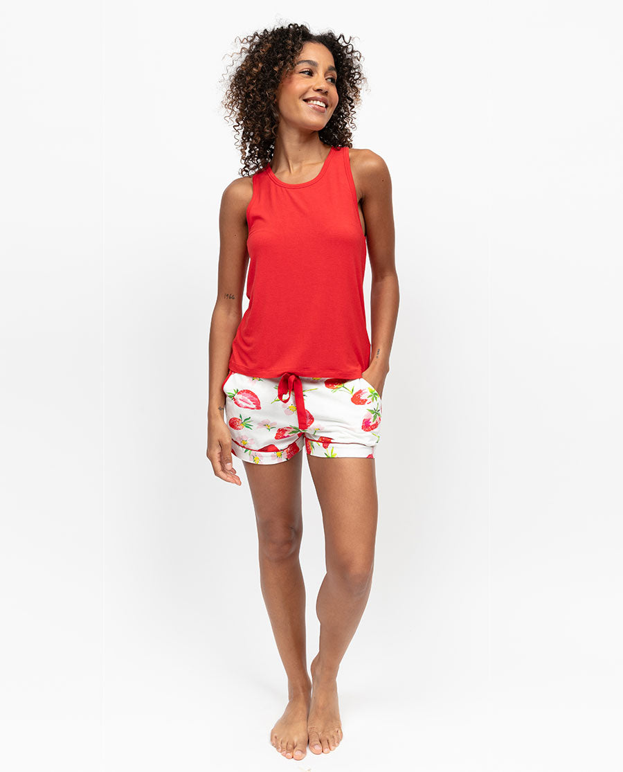 Pippa Womens Strawberry Printed Jersey Shorts