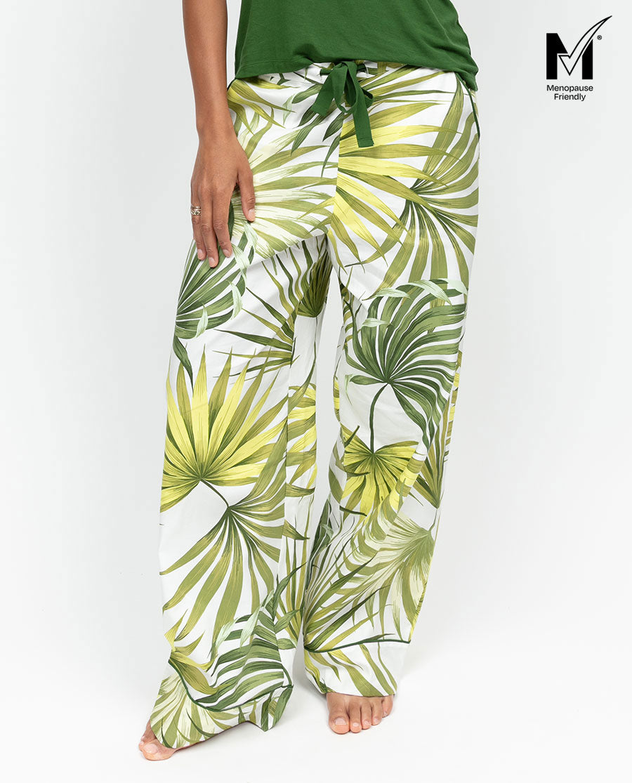 Charlie Womens Palm Leaf Print Wide Leg Pyjama Bottoms