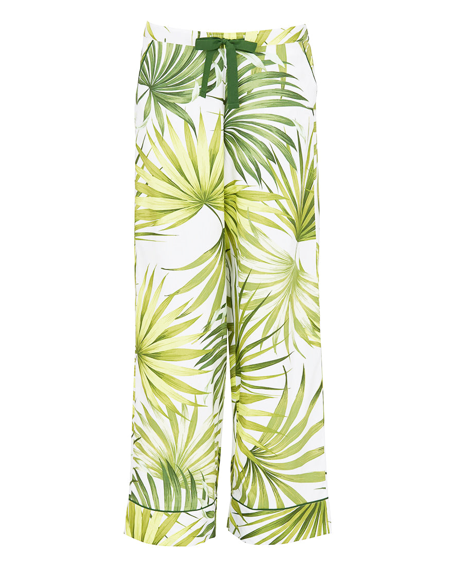 Charlie Womens Palm Leaf Print Wide Leg Pyjama Bottoms