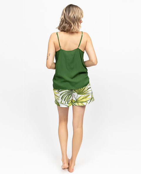 Charlie Womens Modal Cami and Palm Leaf Print Shorty Set