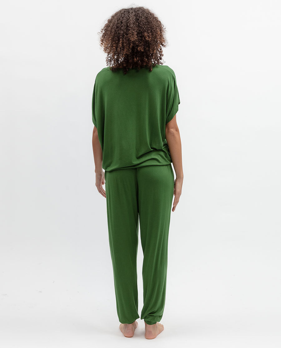 Charlie Womens Green Slouch Jersey Pyjama Set