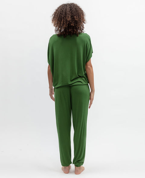 Charlie Womens Green Slouch Jersey Pyjama Set
