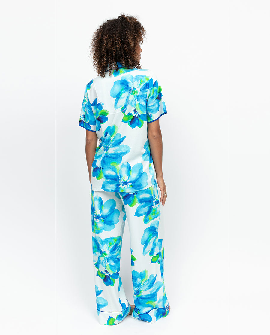 Ashley Womens Floral Printed Jersey Wide Leg Pyjama Set
