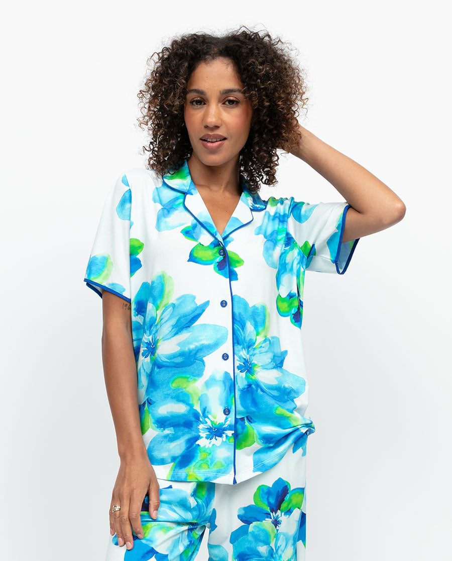 Ashley Womens Floral Printed Jersey Pyjama Top