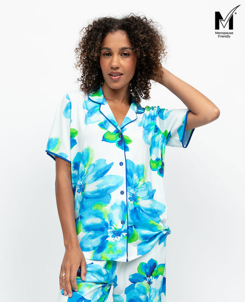 Ashley Womens Floral Printed Jersey Pyjama Top