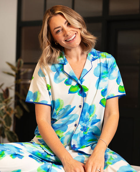 Ashley Womens Floral Printed Jersey Pyjama Top