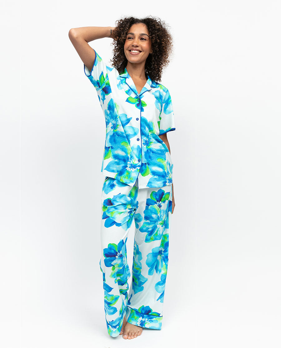 Ashley Womens Floral Printed Jersey Pyjama Top
