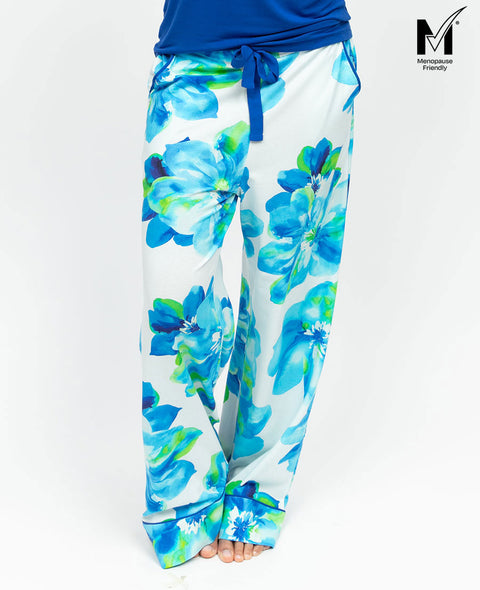 Ashley Womens Floral Printed Jersey Wide Leg Pyjama Bottoms