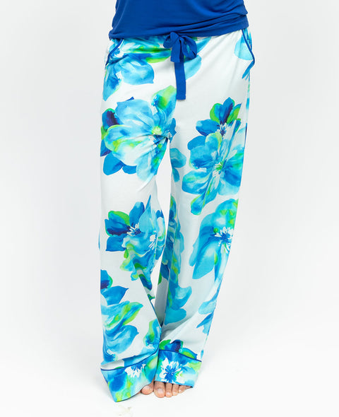 Ashley Womens Floral Printed Jersey Wide Leg Pyjama Bottoms