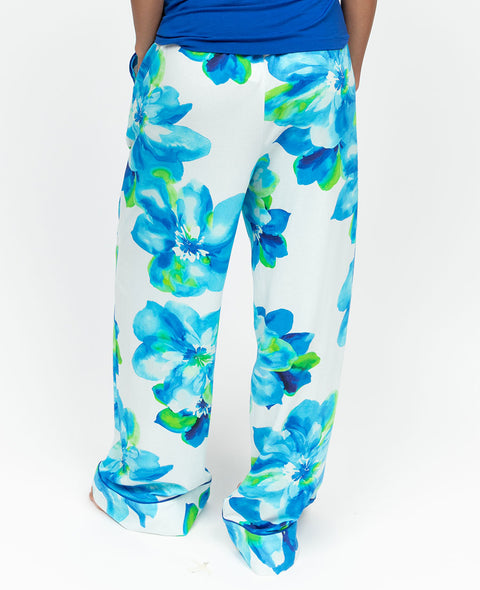 Ashley Womens Floral Printed Jersey Wide Leg Pyjama Bottoms