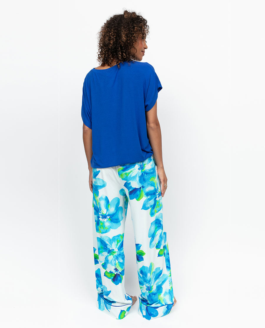 Ashley Womens Floral Printed Jersey Wide Leg Pyjama Bottoms