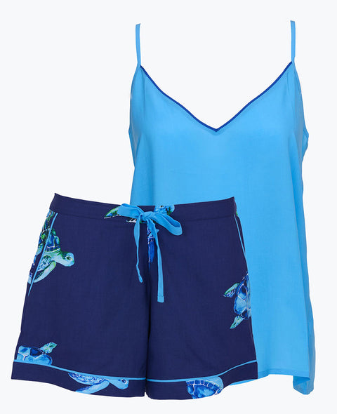 Ashley Womens Modal Cami and Turtle Print Shorty Set