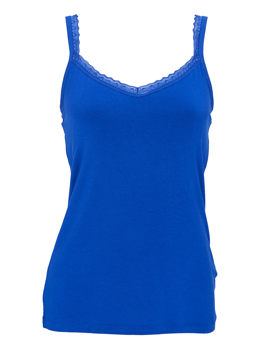 Ashley Womens Lace Trim Jersey Hidden Support Vest