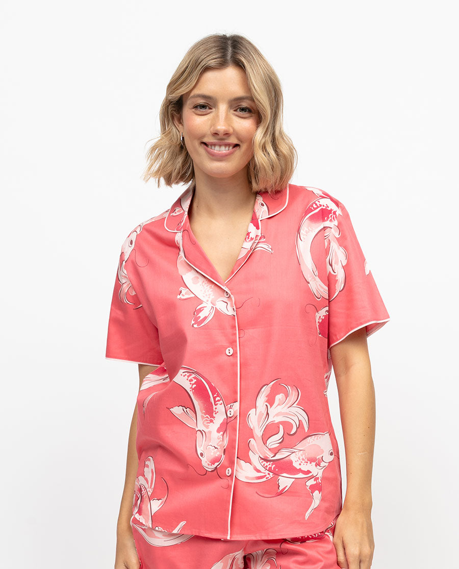 Amelia Womens Koi Fish Print Pyjama Top